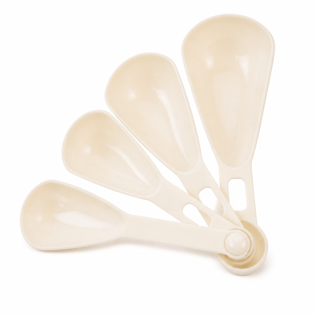 Cucharas medidoras dobles de cocina color marfil, set de 4 piezas