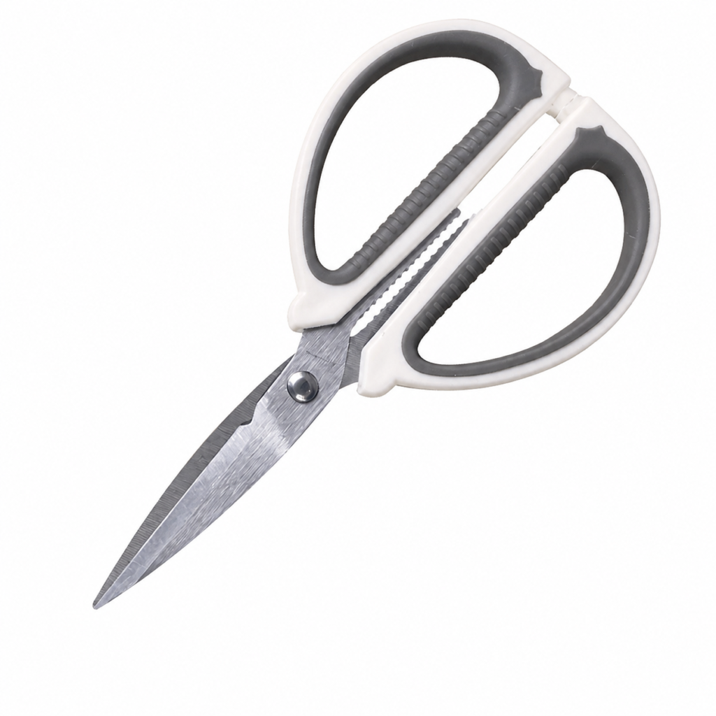 Tijeras de cocina multiusos de acero inoxidable, mango blanco y gris, 19,2 cm