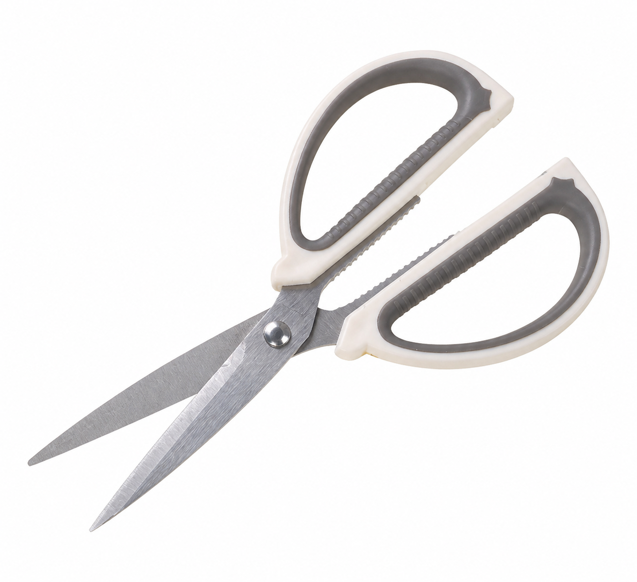 Tijeras de Cocina Multiusos, Acero Inoxidable, Mango Blanco y Gris, 19,2 cm - Imagen 2