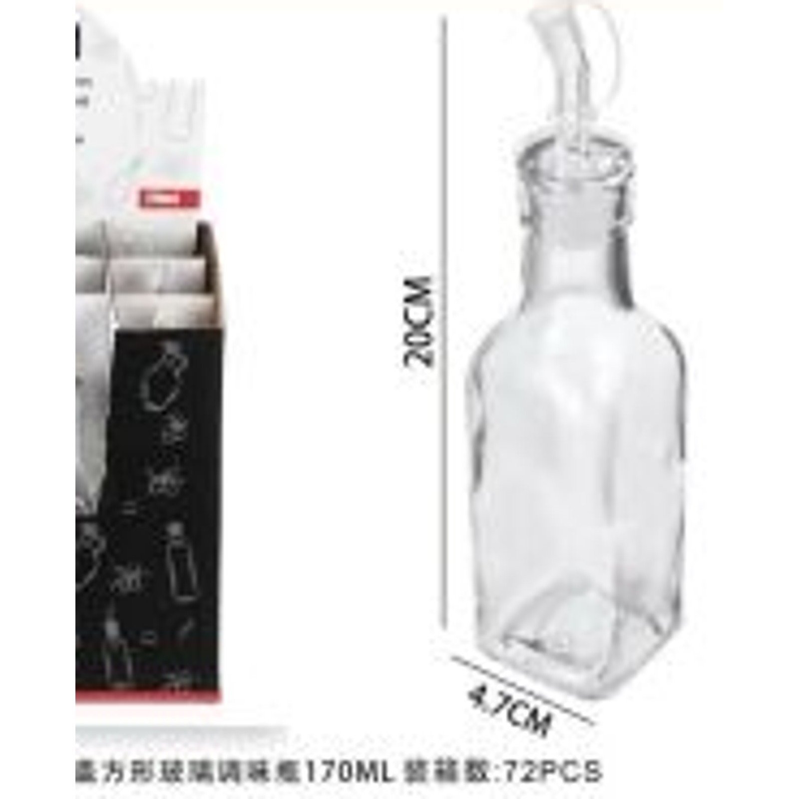 Frasco Cuadrado de Vidrio para Condimentos con Vertedor, 170 ml - Imagen 3