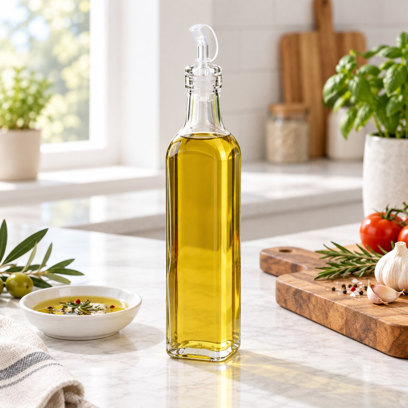 Aceitera Cuadrada de Vidrio con Vertedor, 500 ml - Imagen 5