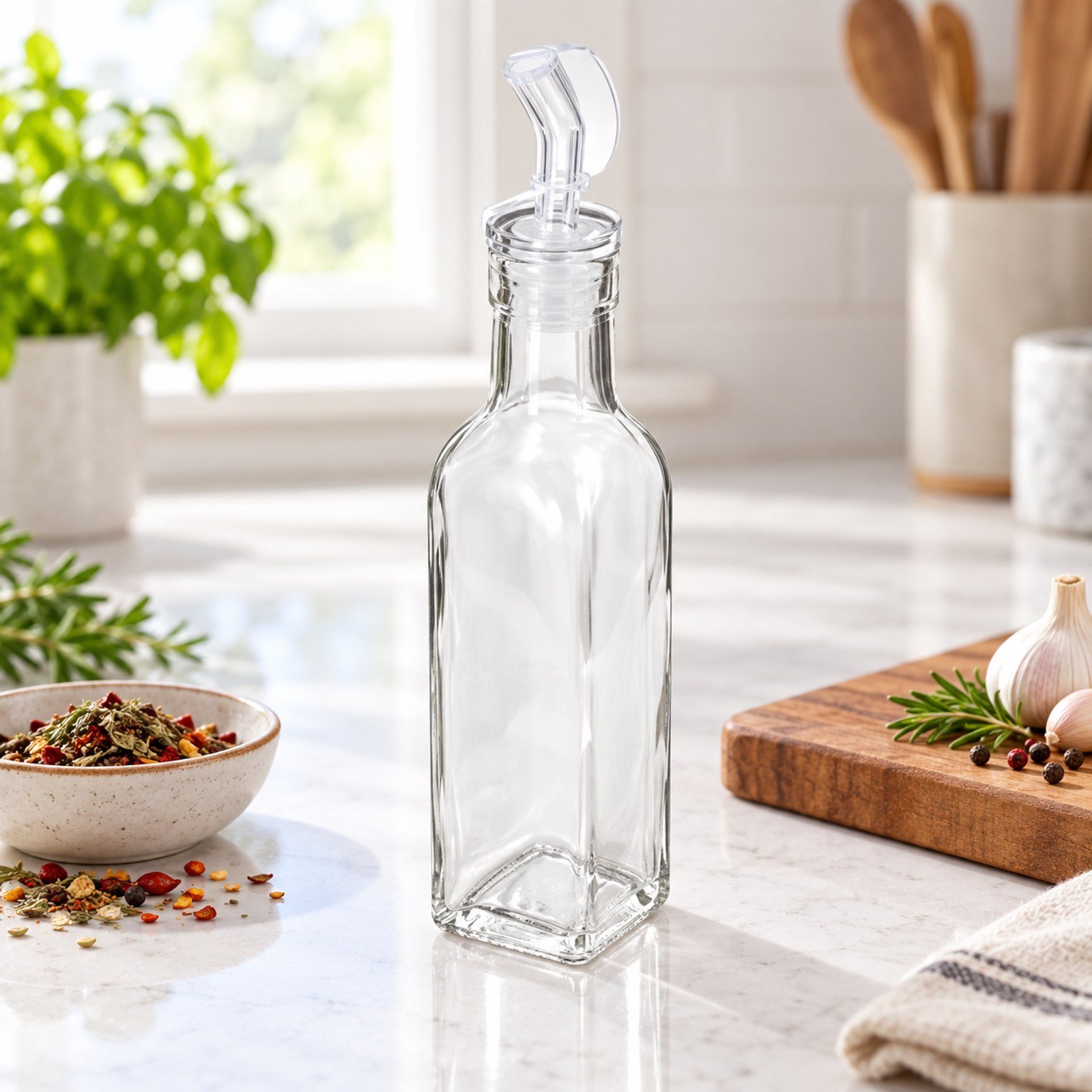 Frasco Cuadrado de Vidrio para Condimentos con Vertedor, 170 ml - Imagen 5