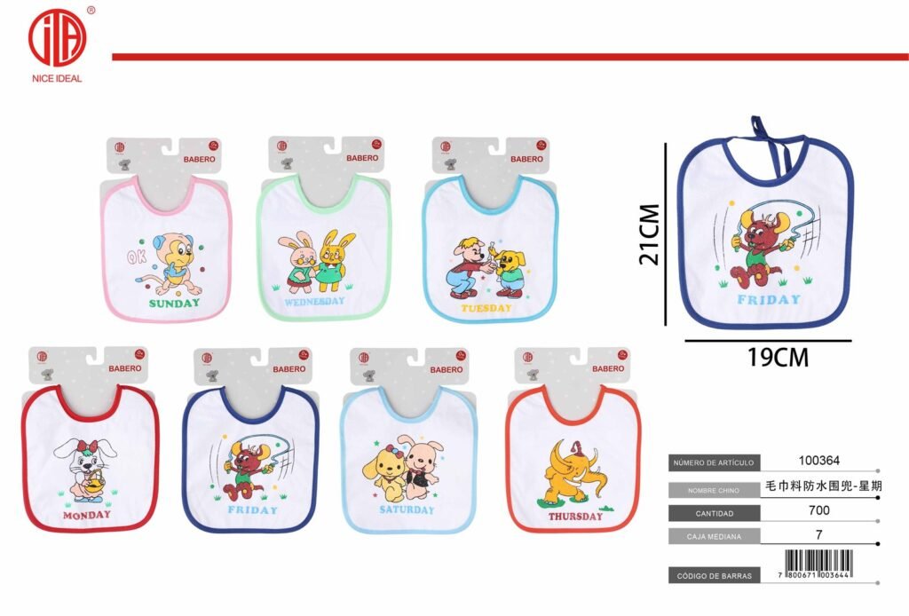 Babero impermeable infantil con bolsillo, diseños surtidos