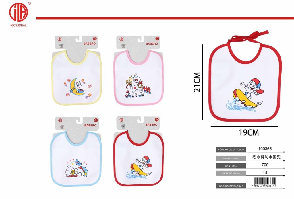 Babero impermeable infantil con bolsillo, diseños surtidos