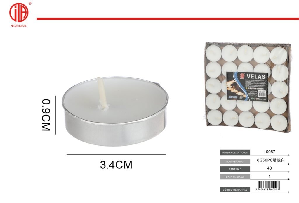 VELA RONDA BLANCO 50PCS