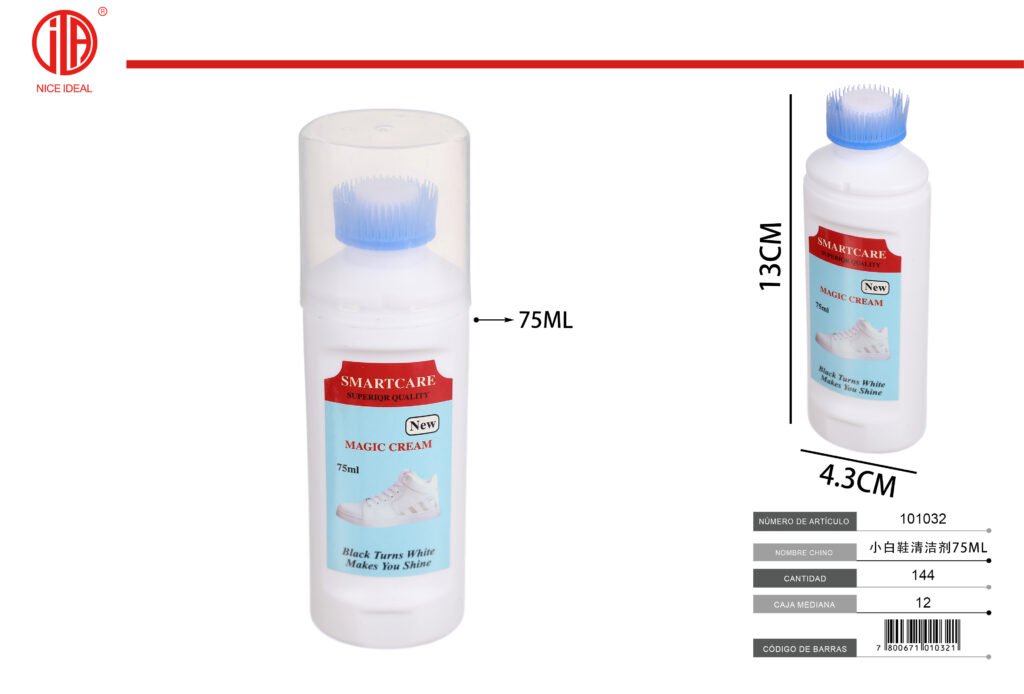Limpiador para calzado blanco con cepillo, 75 ml