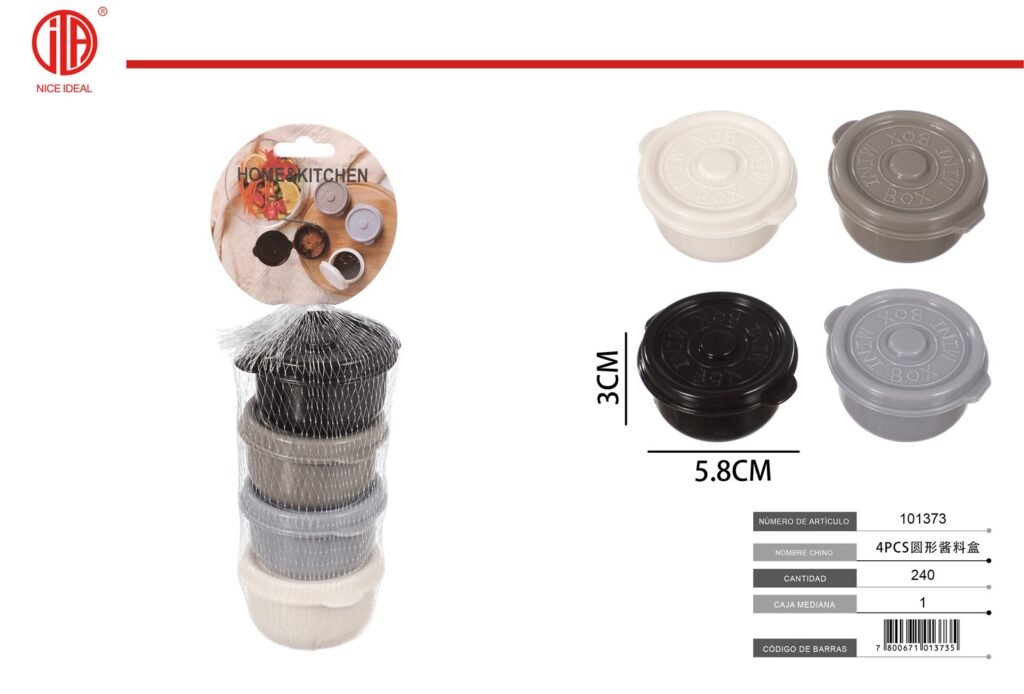 CAJA DE SALSA REDONDA DE 4 PIEZAS 4PC