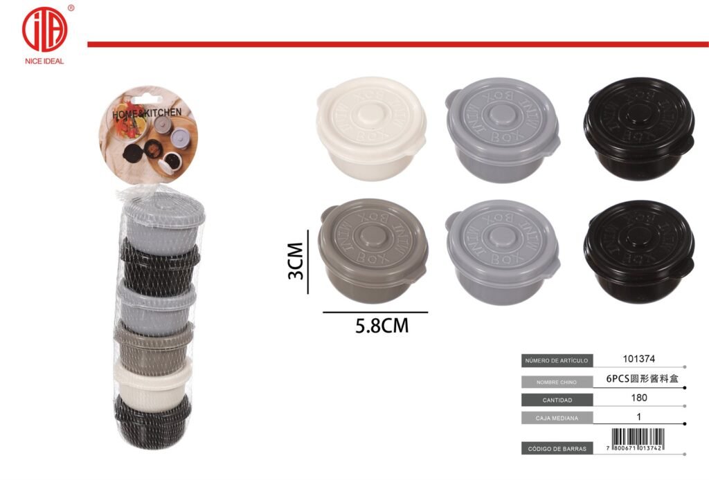 CAJA DE SALSA REDONDA DE 6 PIEZAS 6PC