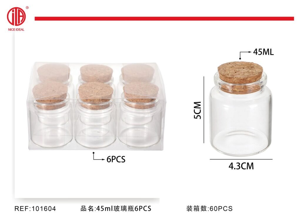 Frasco de vidrio 45ml 6PCS-PVC