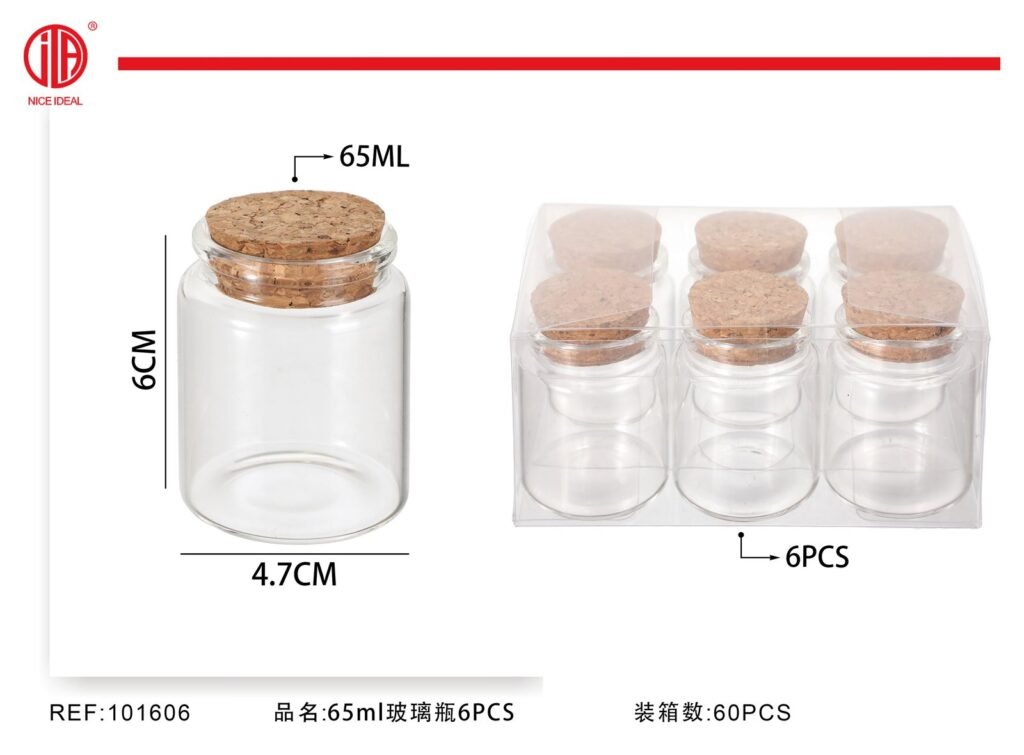 Frasco de vidrio 65ml 6PCS-PVC