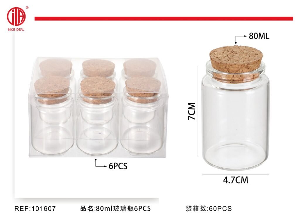 Frasco de vidrio 80ml 6PCS-PVC