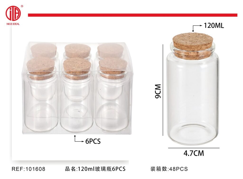 Frasco de vidrio 120ml 6PCS-PVC