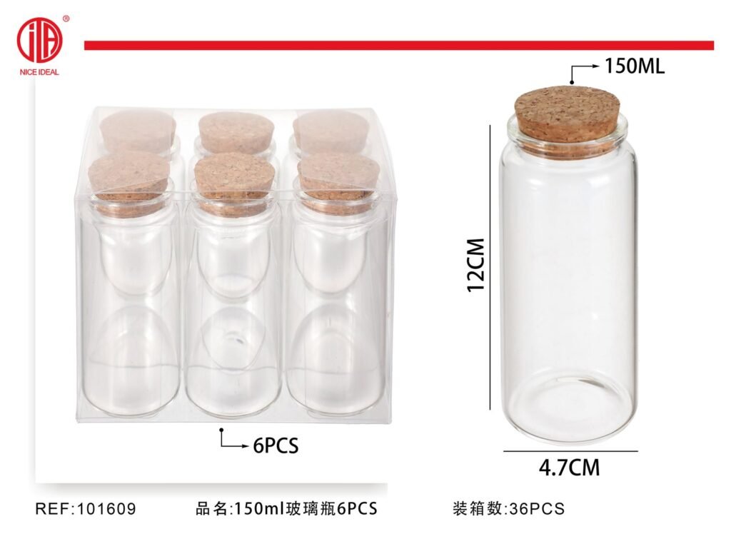 Frasco de vidrio 150ml 6PCS-PVC