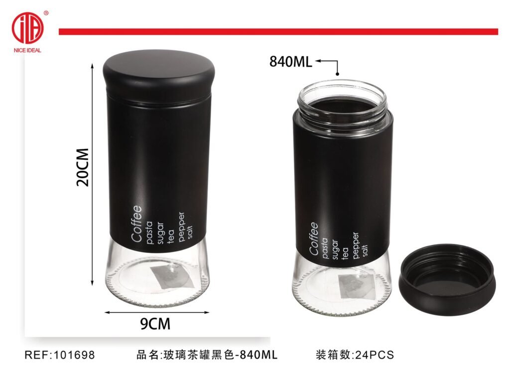 FRASCO DE VIDRIO PLATEADO PARA GUARDAR Té -840ML
