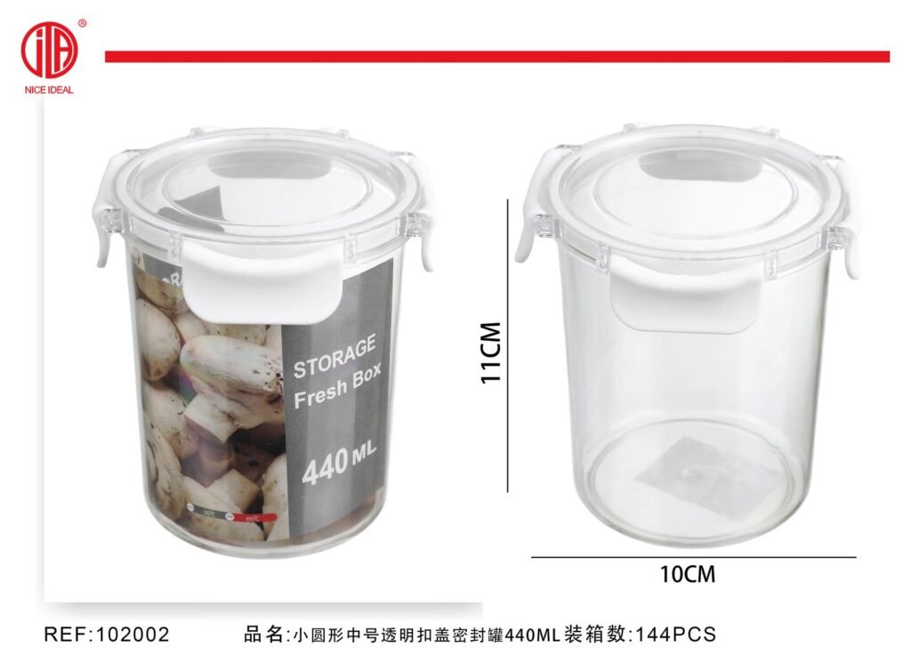Contenedor hermetico redondo transparente de 440 ml