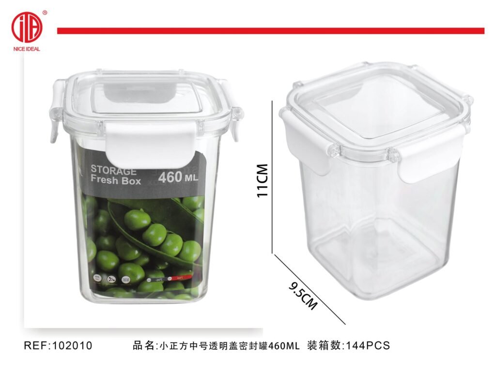 Contenedor hermetico cuadrado transparente de 460 ml