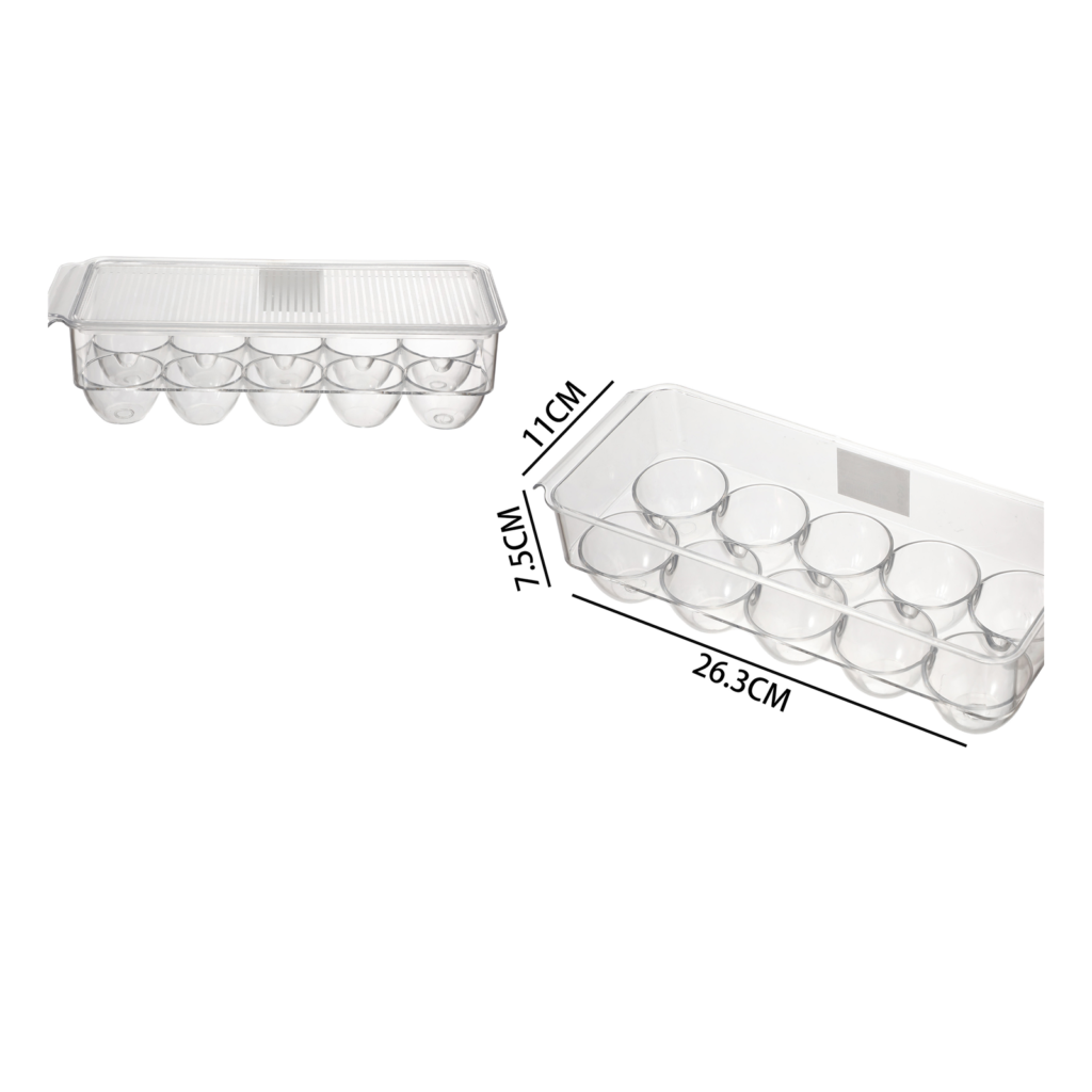 Contenedor PET con tapa para 10 huevos 26,3 x 11 x 7,5 cm
