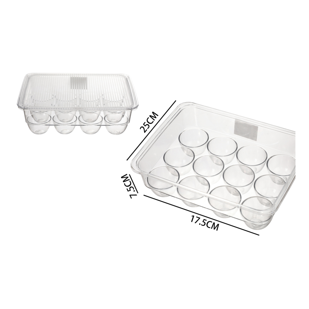 Contenedor PET con tapa para 12 huevos 25 x 17,5 x 7,5 cm