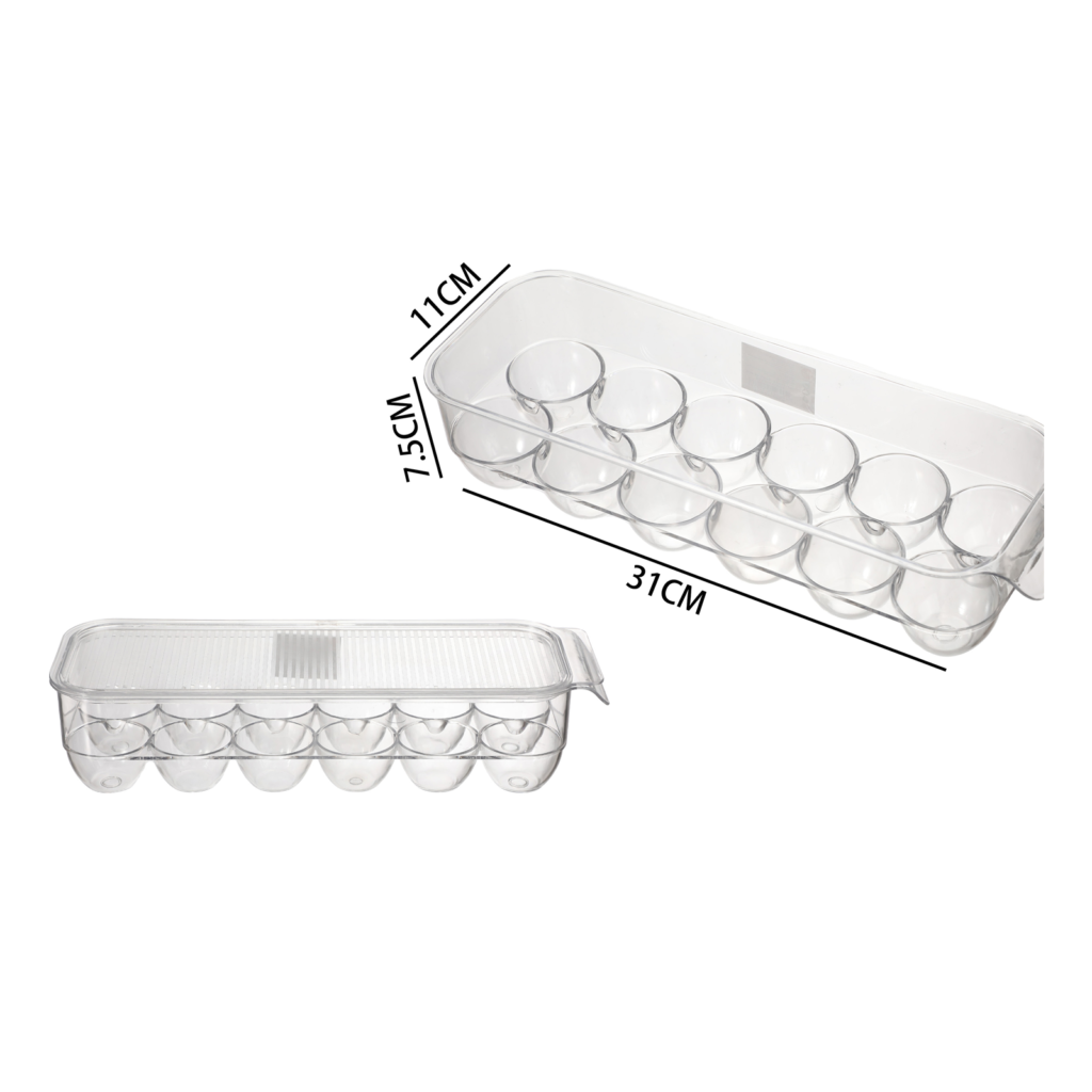 Contenedor PET con tapa para 12 huevos 31 x 11 x 7,5 cm