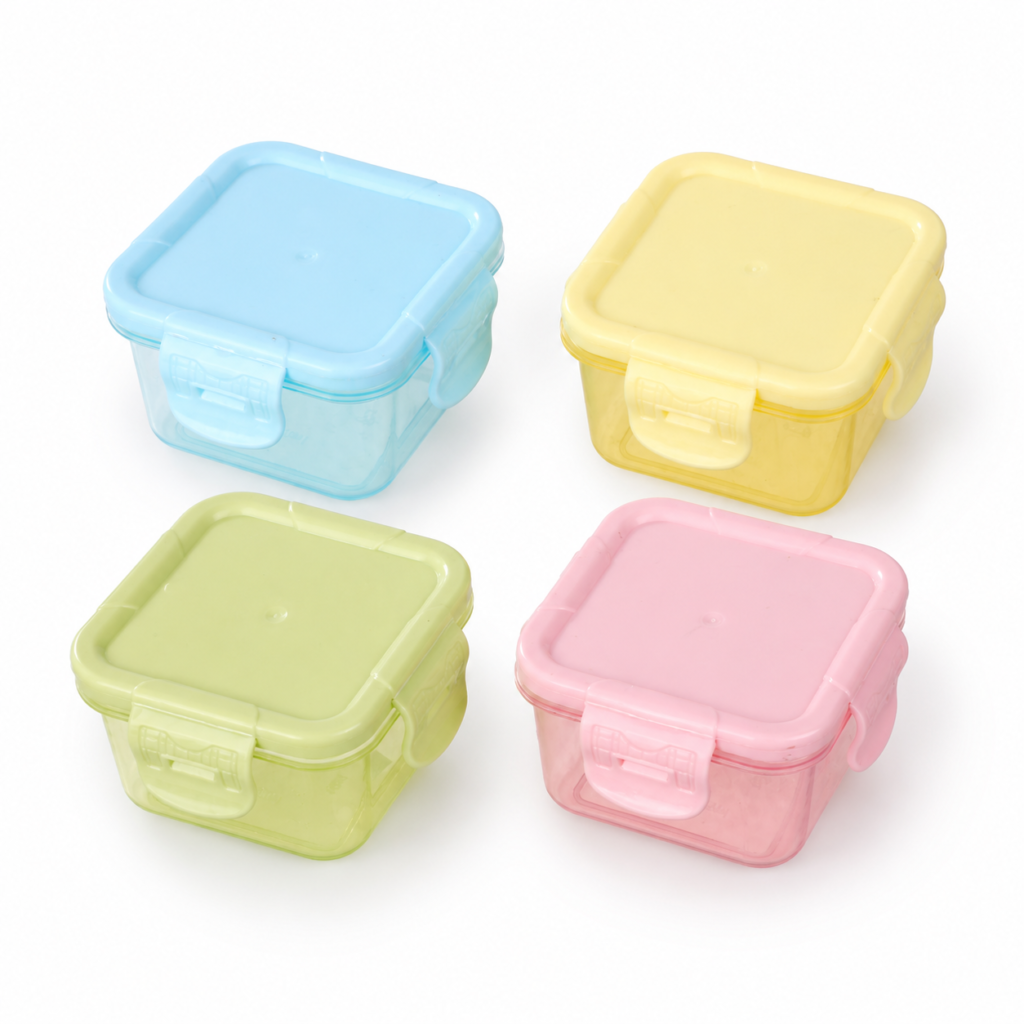 Set de 4 contenedores cuadrados pequenos de colores
