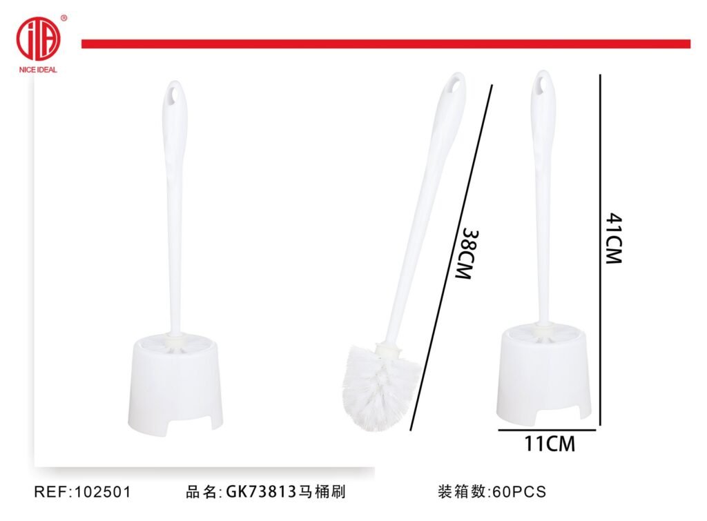 Escobilla plastica blanca para WC con base