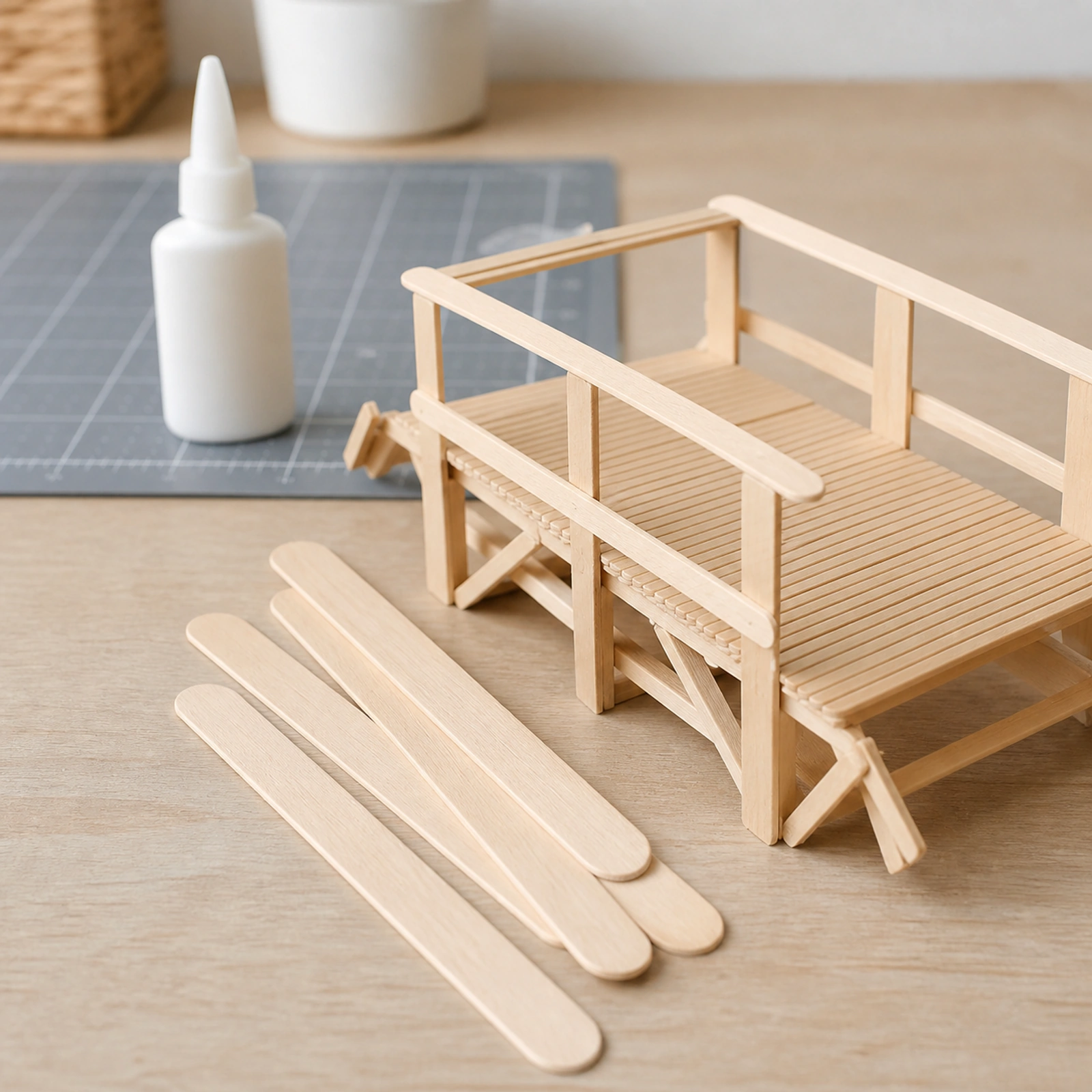 Ejemplo de maqueta construida con palitos de madera natural