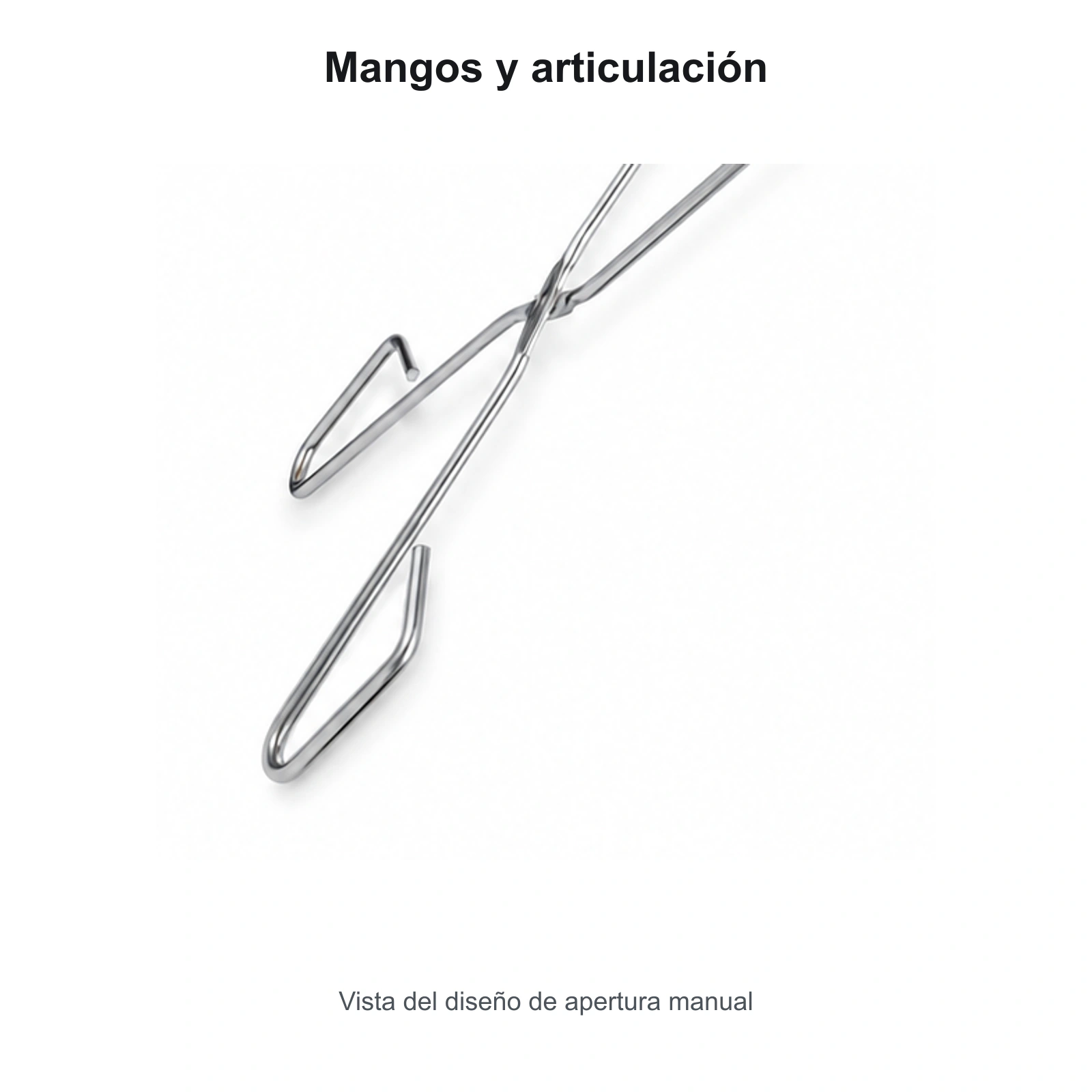 Detalle de los mangos y la articulación central de la pinza