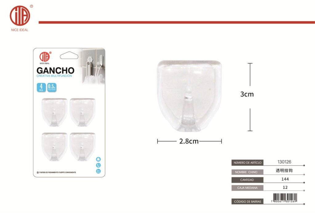 Ganchos adhesivos transparentes, 4 unidades