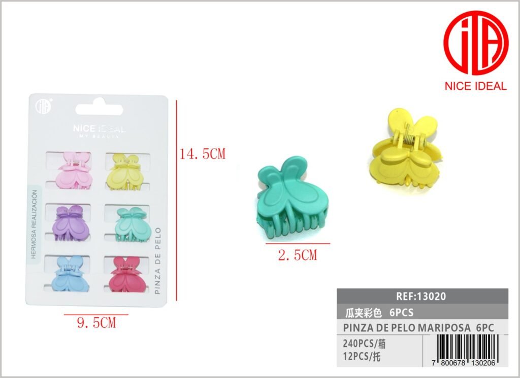 PINZA DE PELO MARIPOSA 6PC