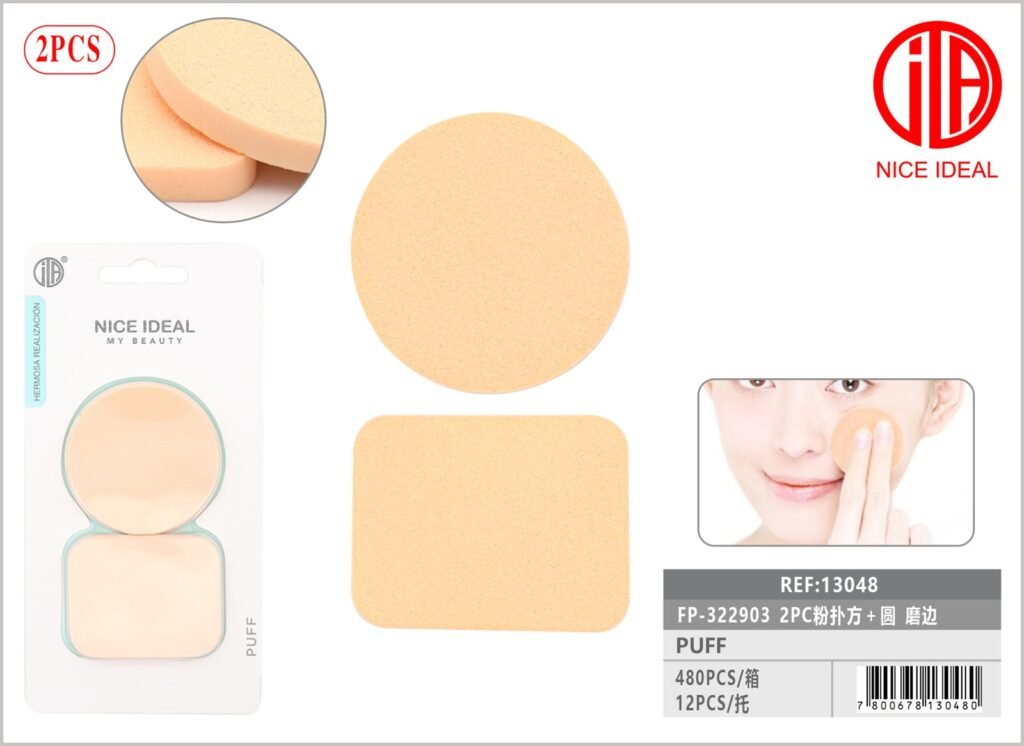 2PCS POLVO PUFF CUADRADO REDONDO 2PC ＋