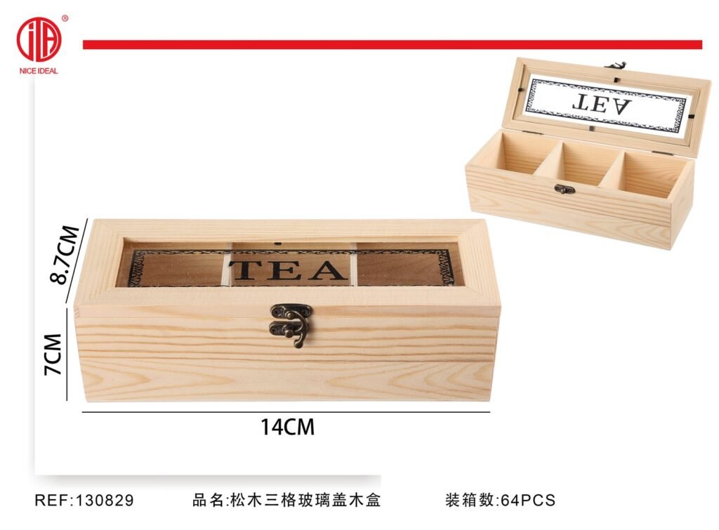 CAJA DE MADERA CON TAPA DE VIDRIO