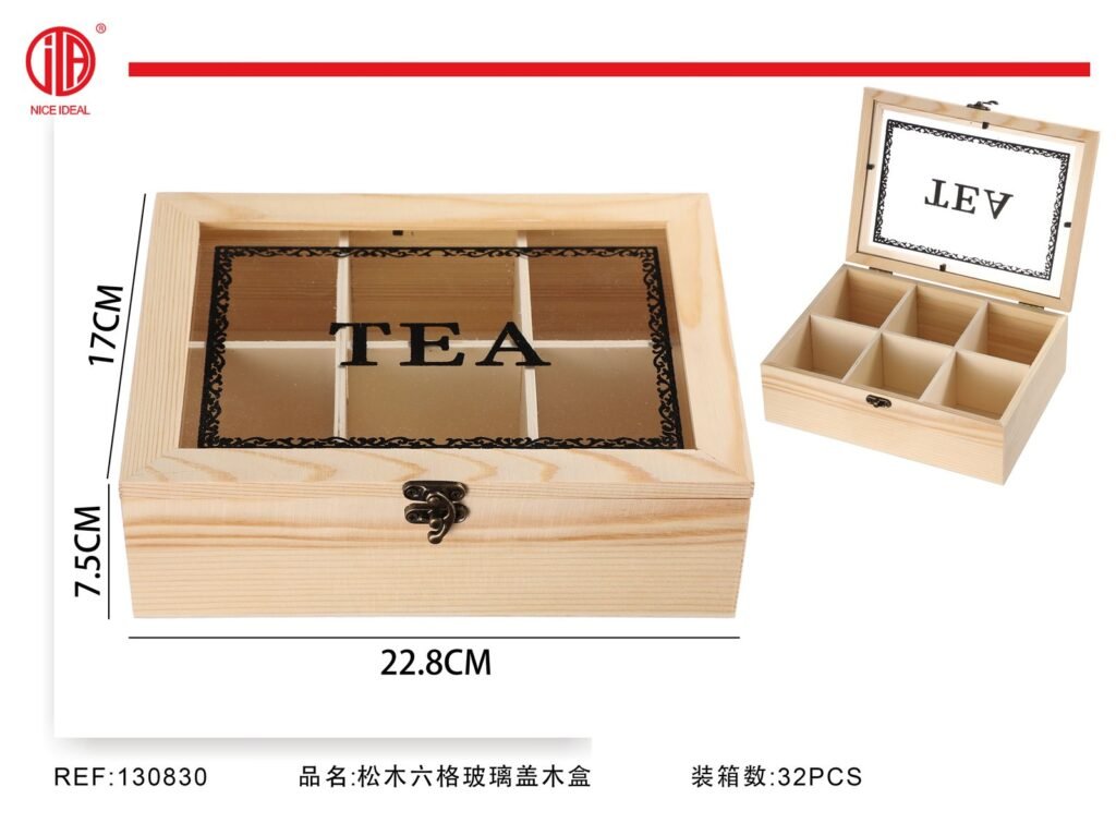 CAJA DE MADERA CON TAPA DE VIDRIO