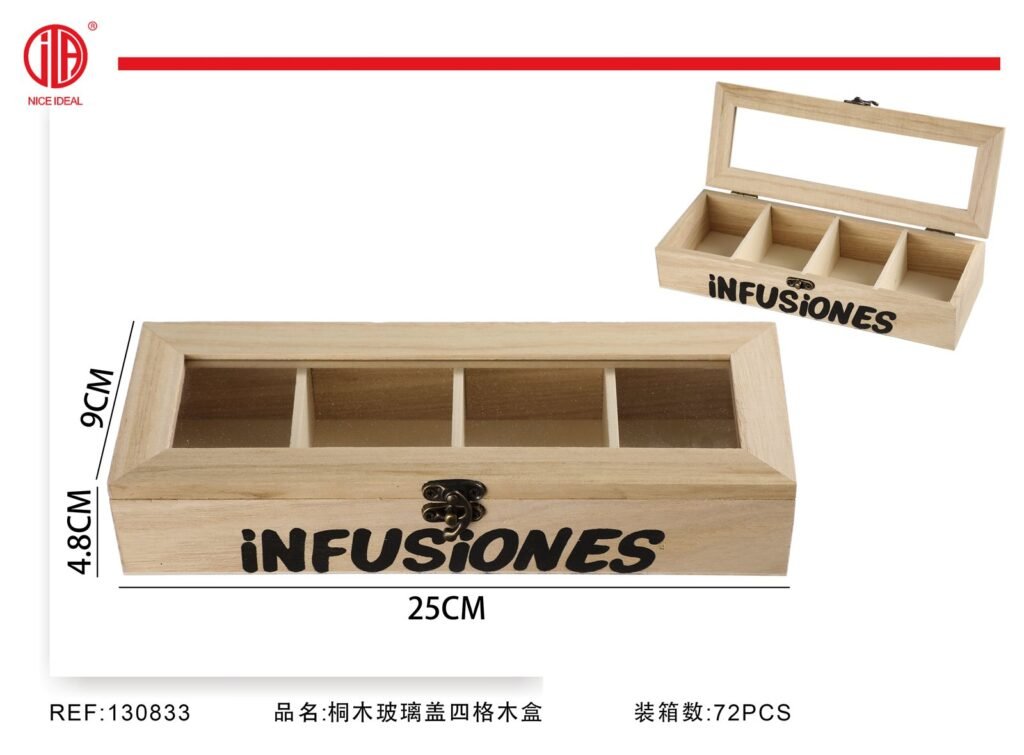 CAJA DE MADERA CON TAPA DE VIDRIO
