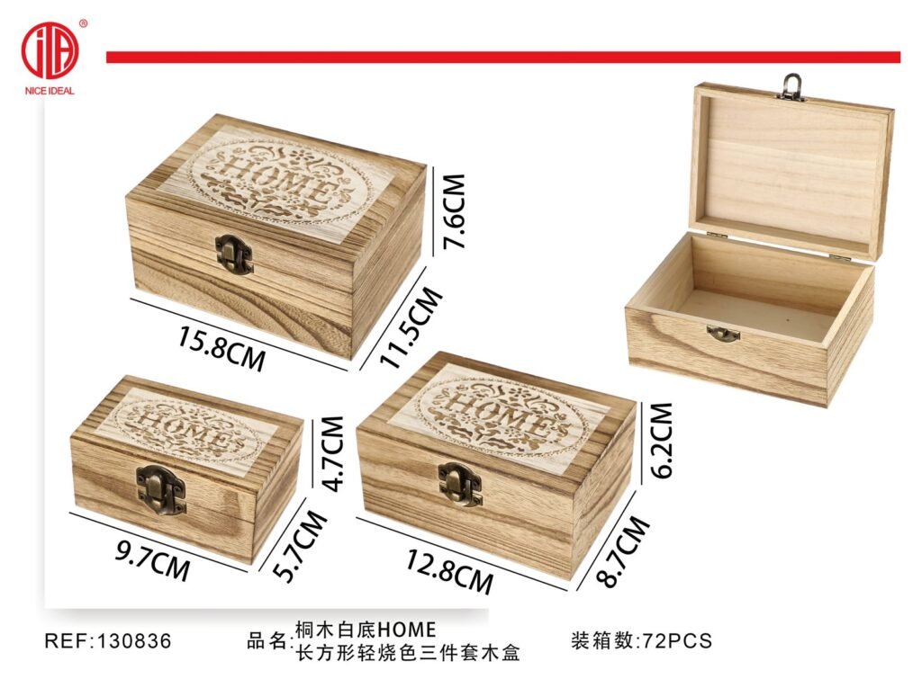 CAJA DE MADERA DE 3 PIEZAS HOME