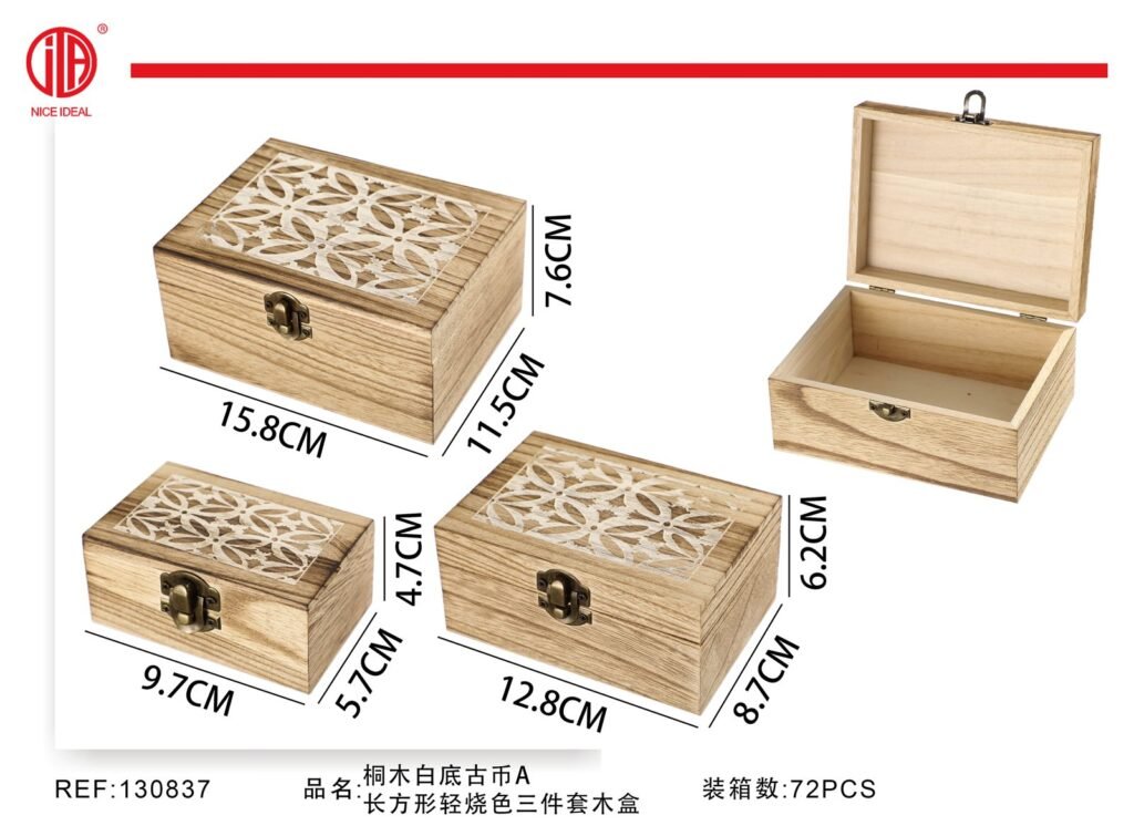 CAJA DE MADERA DE 3 PIEZAS A