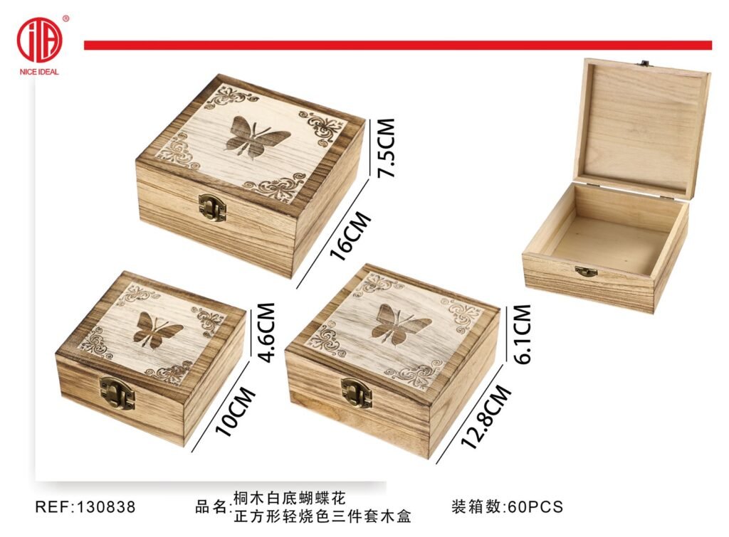 CAJA DE MADERA DE 3 PIEZAS