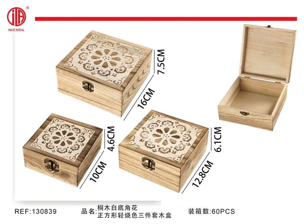 CAJA DE MADERA DE 3 PIEZAS