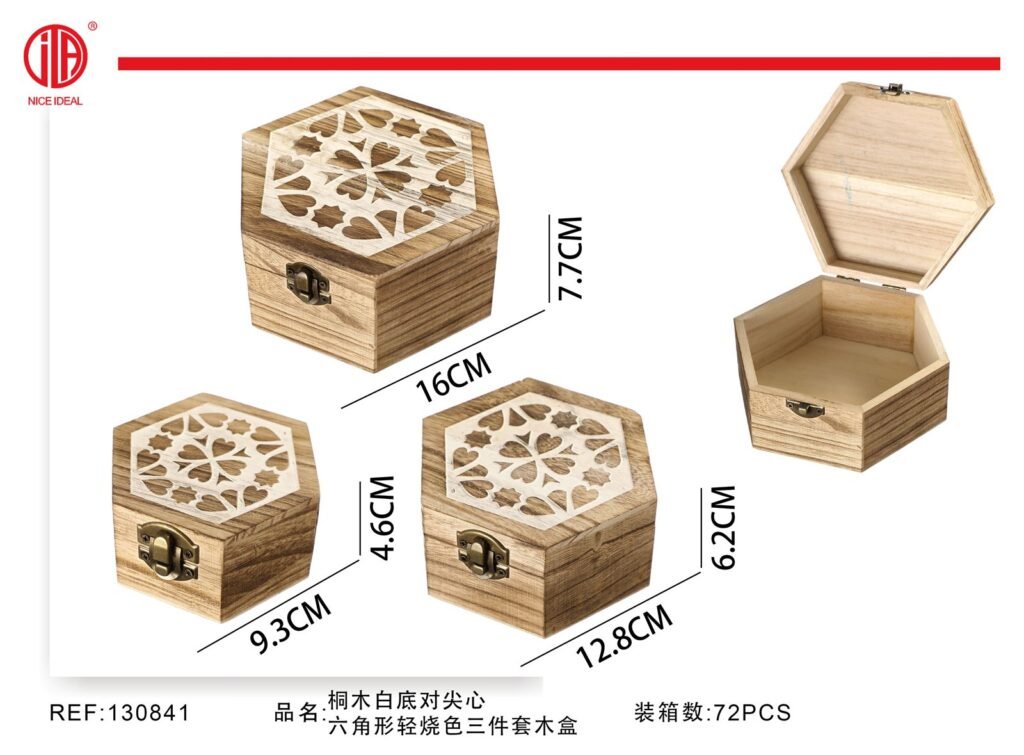 CAJA DE MADERA DE 3 PIEZAS