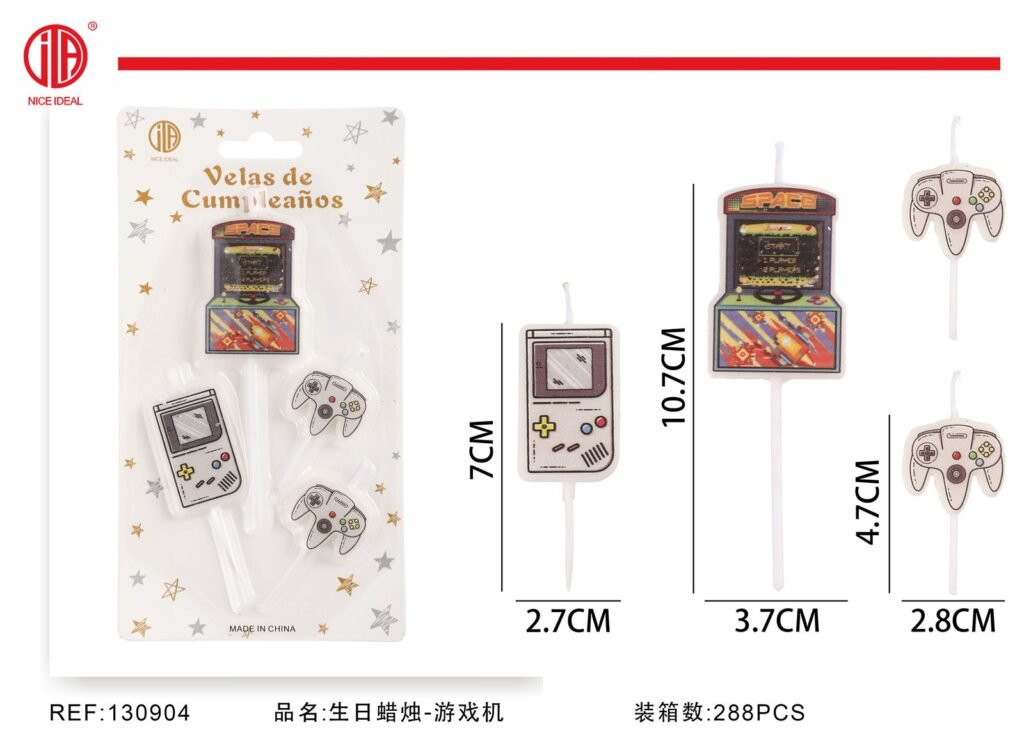 Set de 4 velas de cumpleaños con temática de videojuegos
