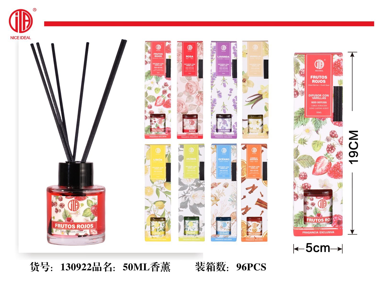 Difusor de aroma con varillas Frutos Rojos 50 ml