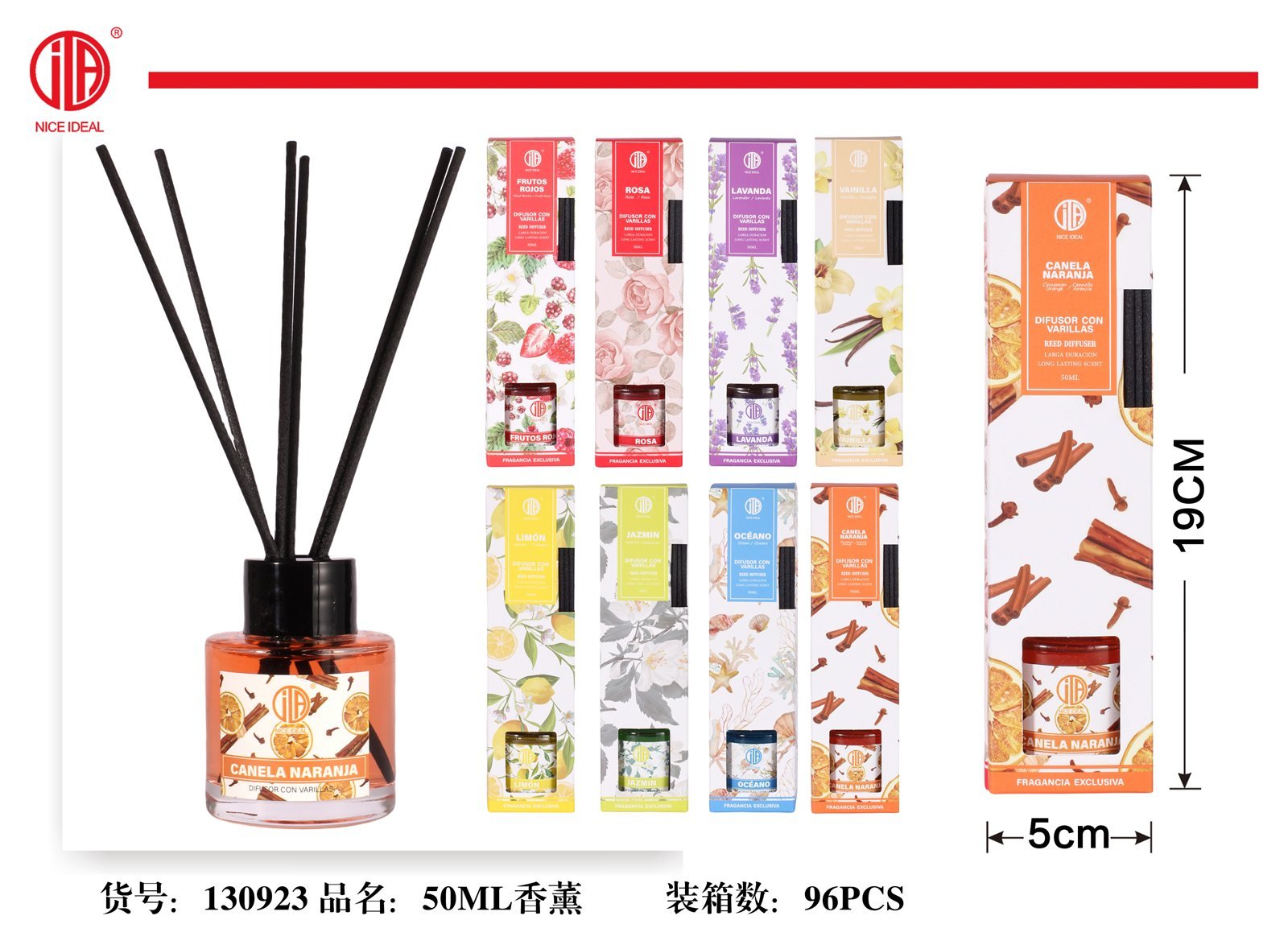 Difusor de aroma con varillas Canela Naranja 50 ml