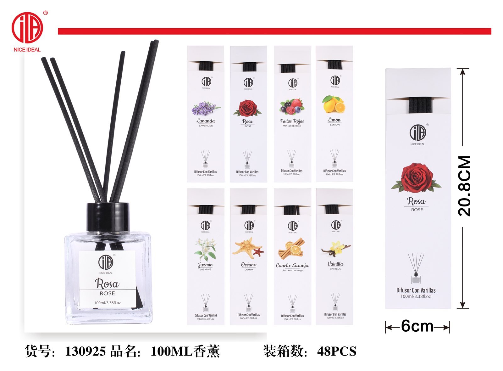 Difusor de aroma con varillas Rosa 100 ml