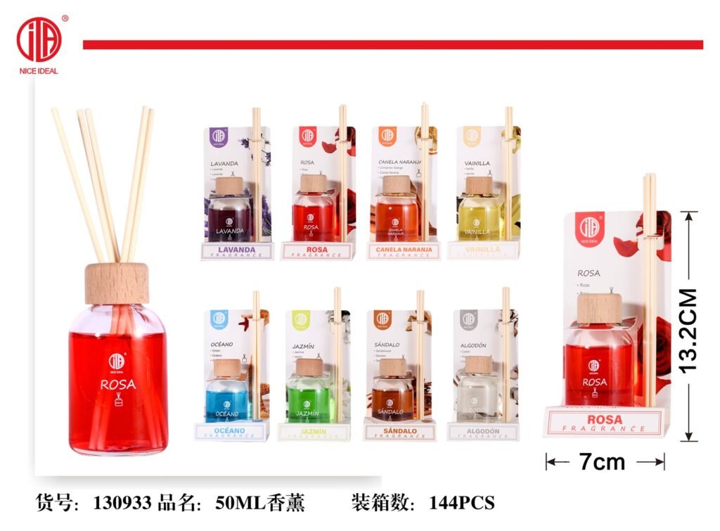 Difusor de aroma Rosa con tapa de madera 50 ml