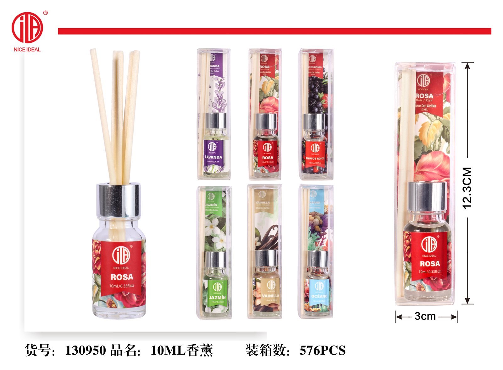 Mini difusor de aroma con varillas 10 ml - aromas surtidos