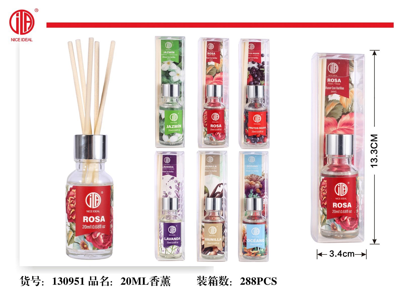 Mini difusor de aroma con varillas 20 ml - aromas surtidos