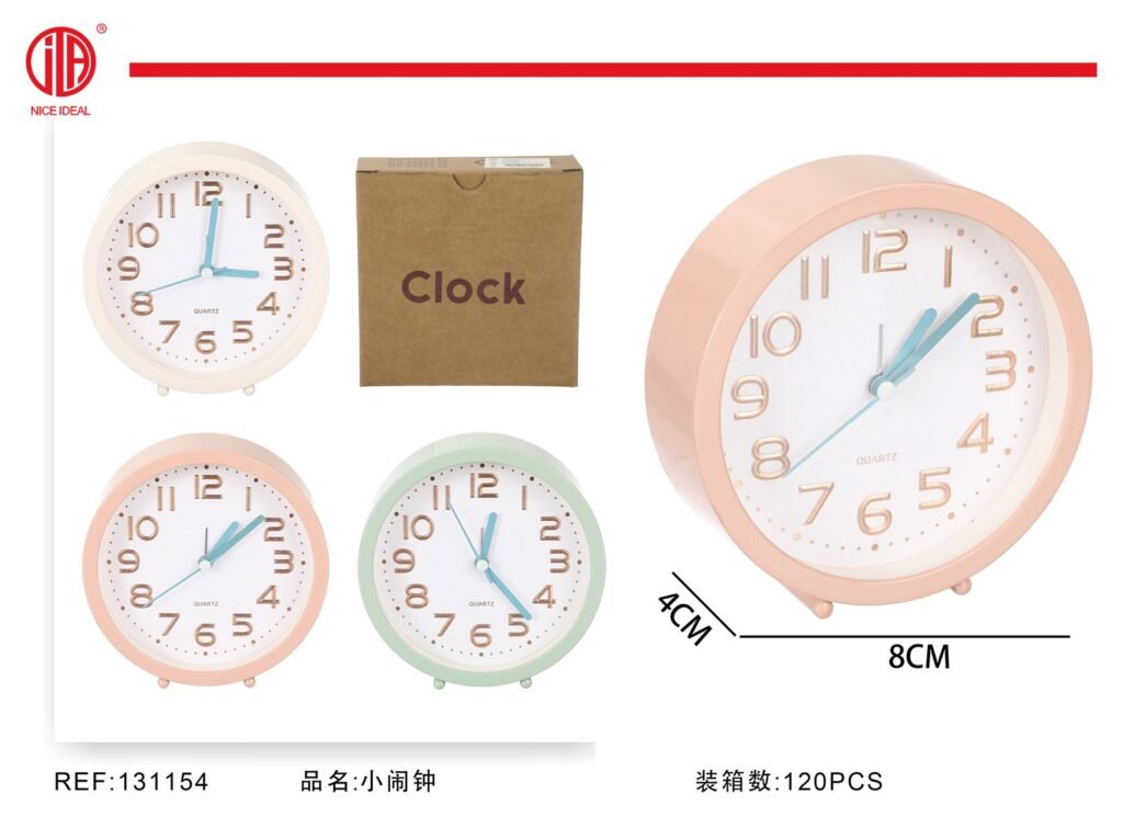 Reloj despertador analógico redondo pastel 8 cm