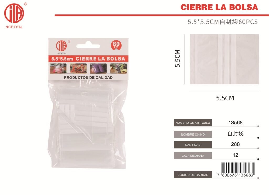 BOLSA DE ZIPLOCK 5.5*5.5 60PCS