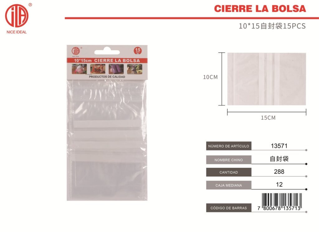 BOLSA DE ZIPLOCK 10*15 15PCS