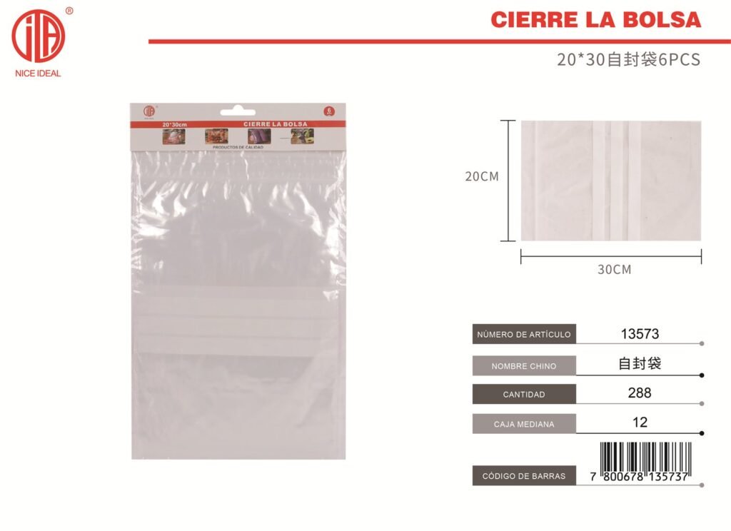 BOLSA DE ZIPLOCK 20*30 6PCS