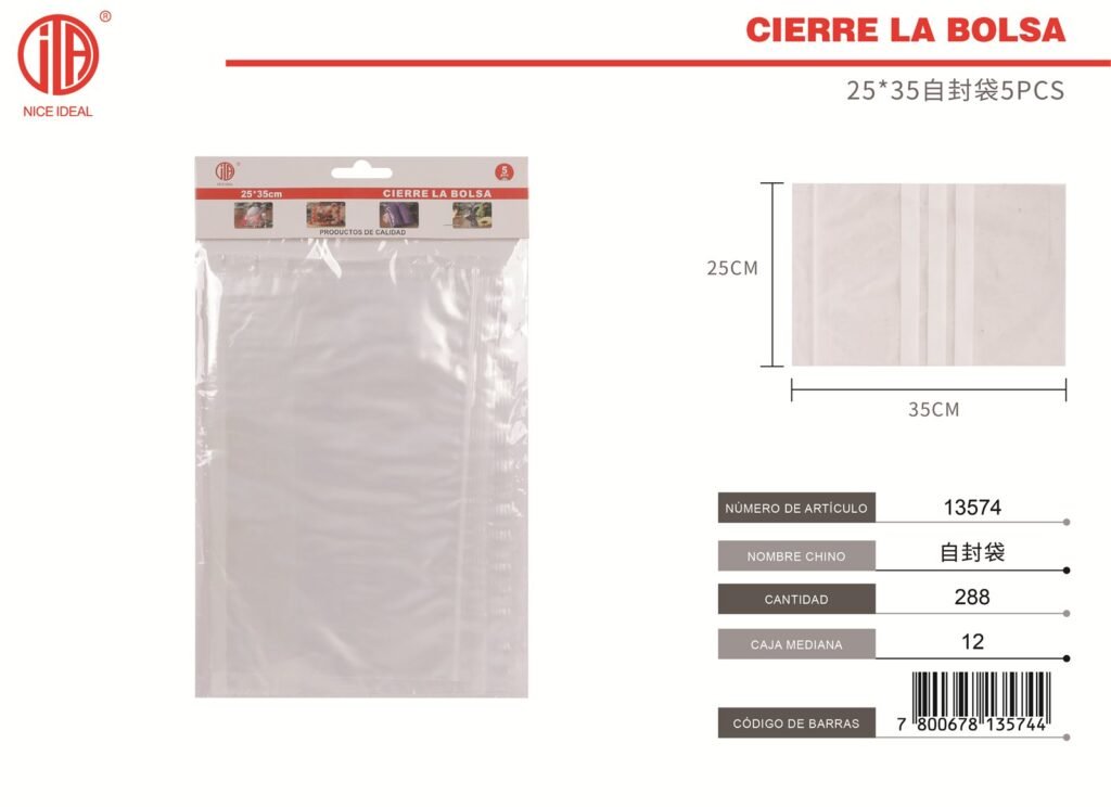 BOLSA DE ZIPLOCK 25*35 5PCS